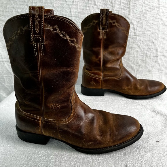 Ariat Shoes - Ariat Heritage Roper Boots Womens 10 B Brown Leather Western Cowboy Work Boot